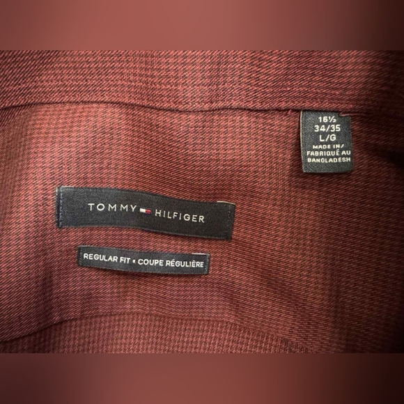 Tommy Hilfiger NWT Button Down Burgundy Longsleeve Regular Fit Size Large - Picture 7 of 10